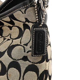 6845 Grey Black Signature Canvas Hobo Shoulder Bag