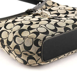 6845 Grey Black Signature Canvas Hobo Shoulder Bag