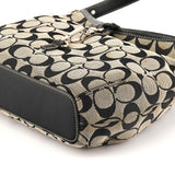 6845 Sac hobo en toile Signature grise et noire