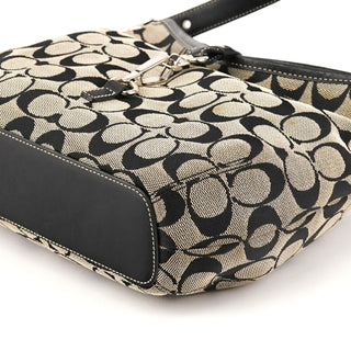 6845 Grey Black Signature Canvas Hobo Shoulder Bag