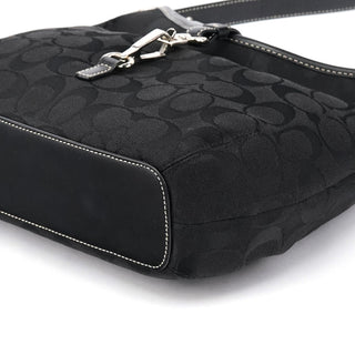 6845 Black Signature Canvas Hampton Shoulder Bag