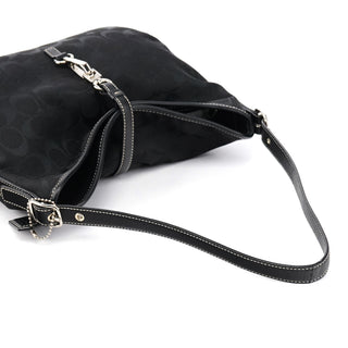 6845 Black Signature Canvas Hampton Shoulder Bag