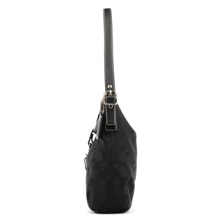 6845 Black Signature Canvas Hampton Shoulder Bag