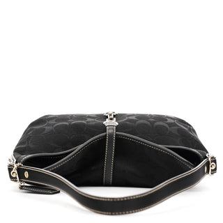 6845 Black Signature Canvas Hampton Shoulder Bag