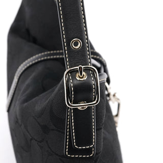 6845 Black Signature Canvas Hampton Shoulder Bag