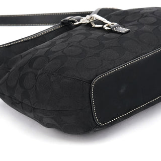 6845 Black Signature Canvas Hampton Shoulder Bag