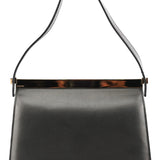 001 2058 Anthracite Leather Gold Frame Shoulder Bag