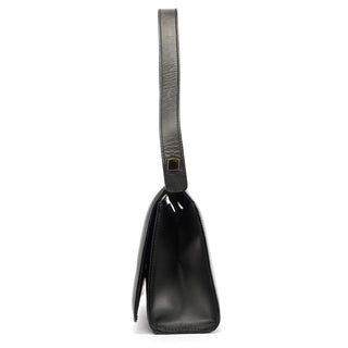 001 2058 Anthracite Leather Gold Frame Shoulder Bag