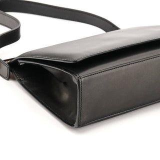 001 2058 Anthracite Leather Gold Frame Shoulder Bag