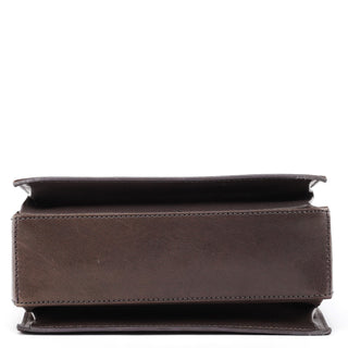 Brown Calfskin Leather Flap Crossbody Bag