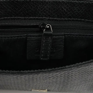 33887 Black Lizard Leather Flap Shoulder Bag