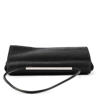 33887 Black Lizard Leather Flap Shoulder Bag