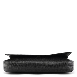 33887 Black Lizard Leather Flap Shoulder Bag