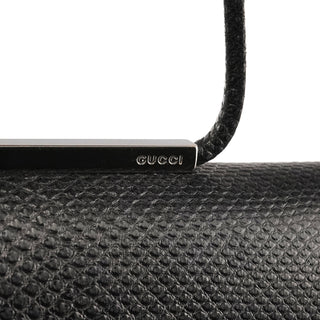 33887 Black Lizard Leather Flap Shoulder Bag