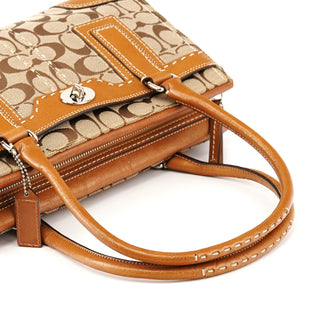 11589 Beige Tan Signature Turnlock Tote Bag