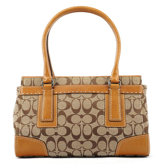 11589 Beige Tan Signature Turnlock Tote Bag