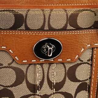 11589 Beige Tan Signature Turnlock Tote Bag