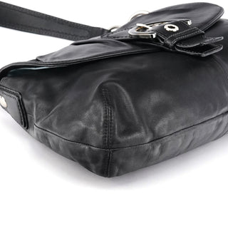 F17217 Black Leather Soho Pleated Shoulder Bag