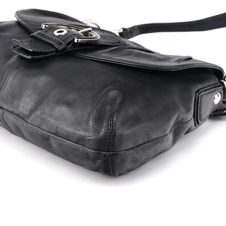 F17217 Black Leather Soho Pleated Shoulder Bag