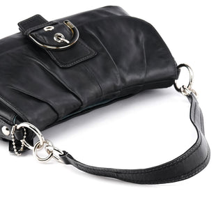 F17217 Black Leather Soho Pleated Shoulder Bag