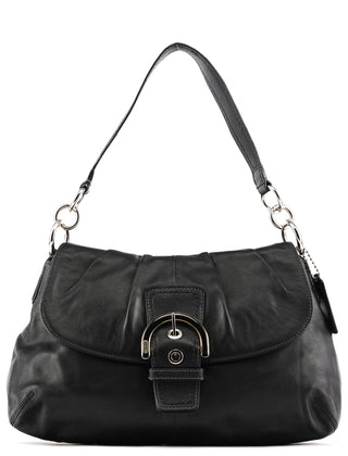 F17217 Black Leather Soho Pleated Shoulder Bag