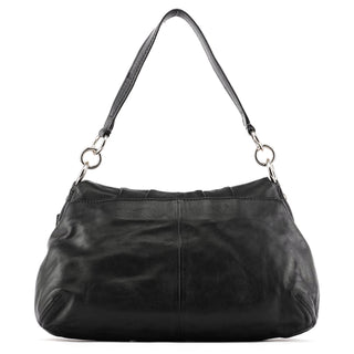 F17217 Black Leather Soho Pleated Shoulder Bag