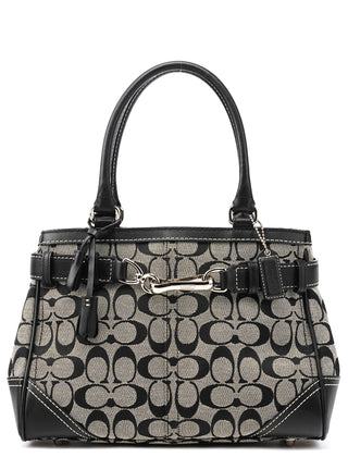 08K06 Grey Black Signature Hamptons Tote Bag