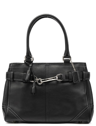 F08A70 Black Leather Hamptons Tote Bag
