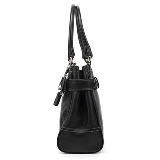 F08A70 Black Leather Hamptons Tote Bag