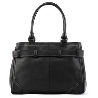 F08A70 Black Leather Hamptons Tote Bag