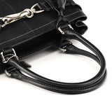 F08A70 Black Leather Hamptons Tote Bag
