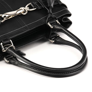 F08A70 Black Leather Hamptons Tote Bag