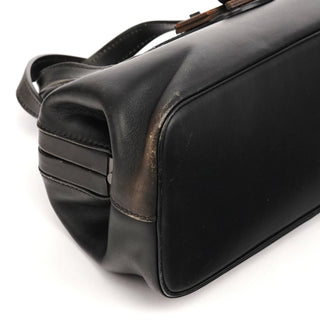 2002 Black Leather Wood Lock Bowling Bag