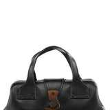 2002 Black Leather Wood Lock Bowling Bag