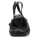 2002 Black Leather Wood Lock Bowling Bag