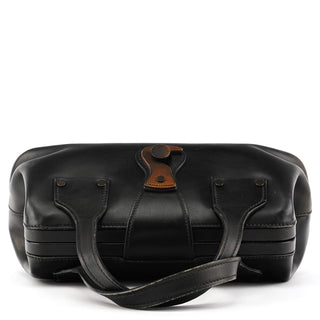 2002 Black Leather Wood Lock Bowling Bag