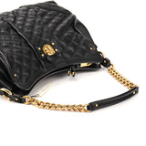 Black Quilted Leather Chain Shoulder Bag