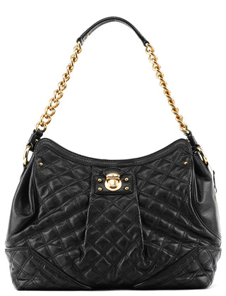 Black Quilted Leather Chain Shoulder Bag