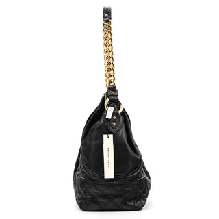 Black Quilted Leather Chain Shoulder Bag
