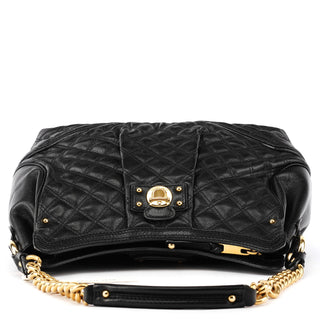 Black Quilted Leather Chain Shoulder Bag