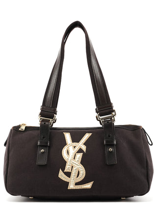 Dark Brown YSL Logo Bowling Bag