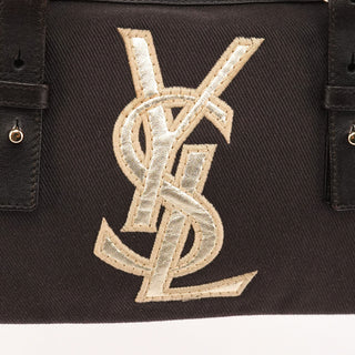 Dark Brown YSL Logo Bowling Bag