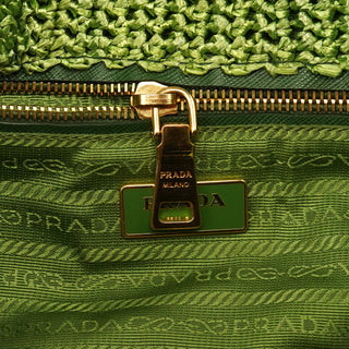Green Raffia Fringe Tote Bag