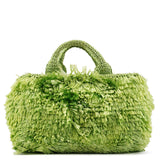 Green Raffia Fringe Tote Bag