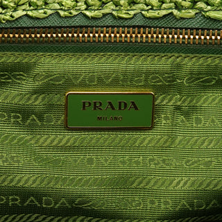 Green Raffia Fringe Tote Bag