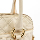 Ivory Quilted Leather Tote Bag