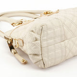 Ivory Quilted Leather Tote Bag