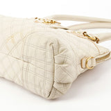 Ivory Quilted Leather Tote Bag