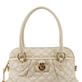 Ivory Quilted Leather Tote Bag