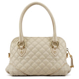 Ivory Quilted Leather Tote Bag